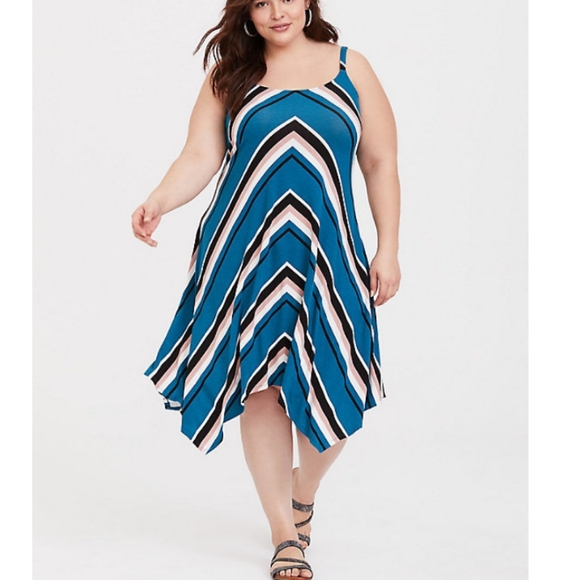 torrid Dresses & Skirts - TORRID TEAL STRIPE JERSEY DRESS SIZE 0